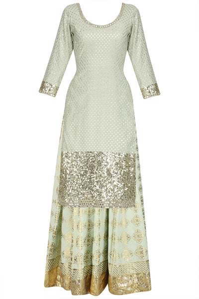 Mint Green Kurta and Skirt Set - Indian Clothing in Denver, CO, Aurora, CO, Boulder, CO, Fort Collins, CO, Colorado Springs, CO, Parker, CO, Highlands Ranch, CO, Cherry Creek, CO, Centennial, CO, and Longmont, CO. Nationwide shipping USA - India Fashion X