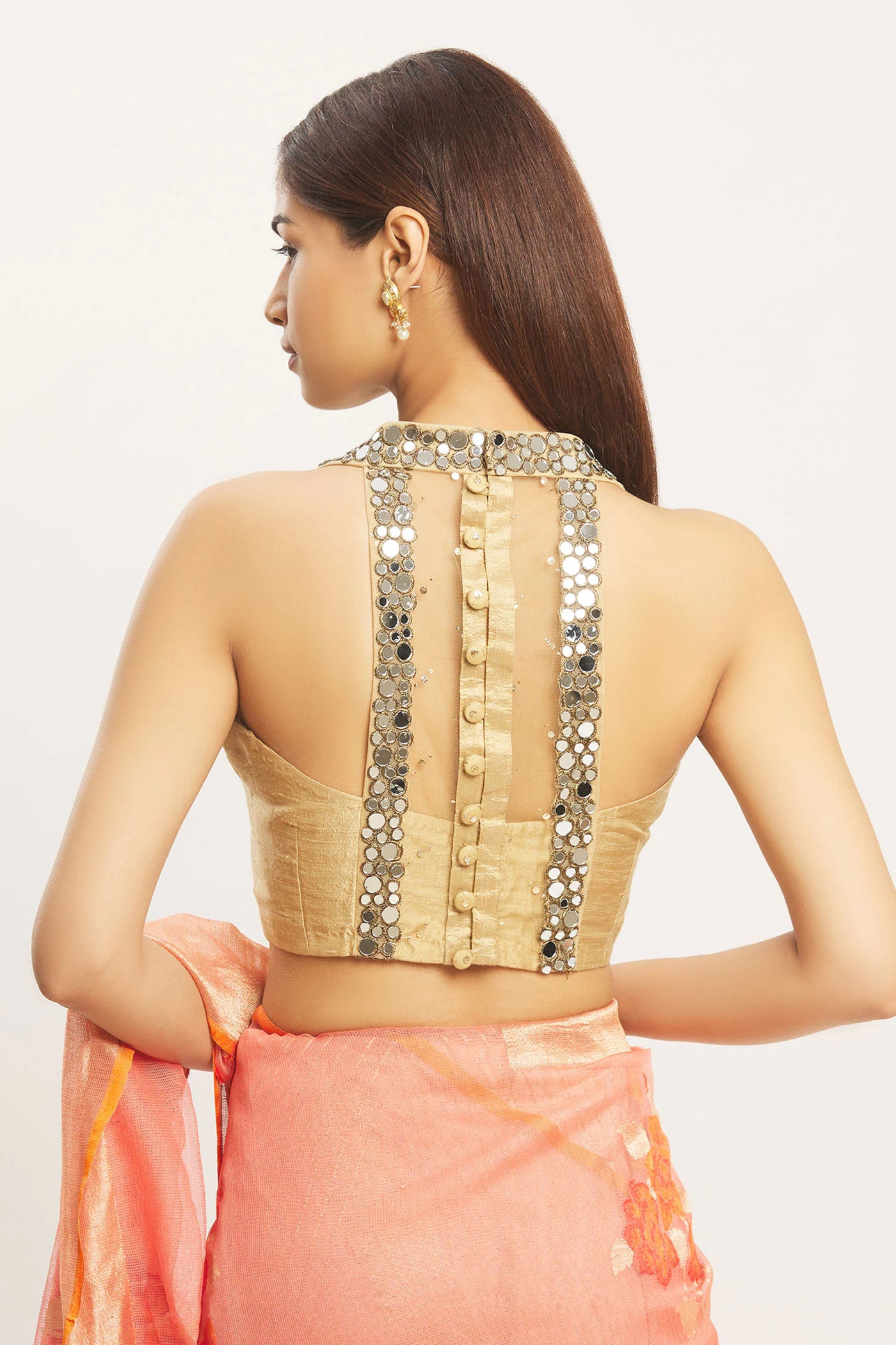 Halter-Neck Silk Saree Blouse - Indian Clothing in Denver, CO, Aurora, CO, Boulder, CO, Fort Collins, CO, Colorado Springs, CO, Parker, CO, Highlands Ranch, CO, Cherry Creek, CO, Centennial, CO, and Longmont, CO. Nationwide shipping USA - India Fashion X