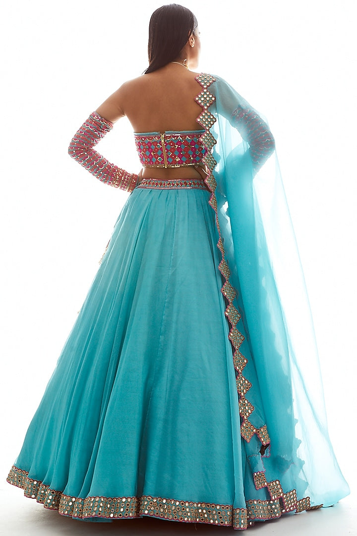 Sky Blue Lehenga Set - Indian Clothing in Denver, CO, Aurora, CO, Boulder, CO, Fort Collins, CO, Colorado Springs, CO, Parker, CO, Highlands Ranch, CO, Cherry Creek, CO, Centennial, CO, and Longmont, CO. Nationwide shipping USA - India Fashion X