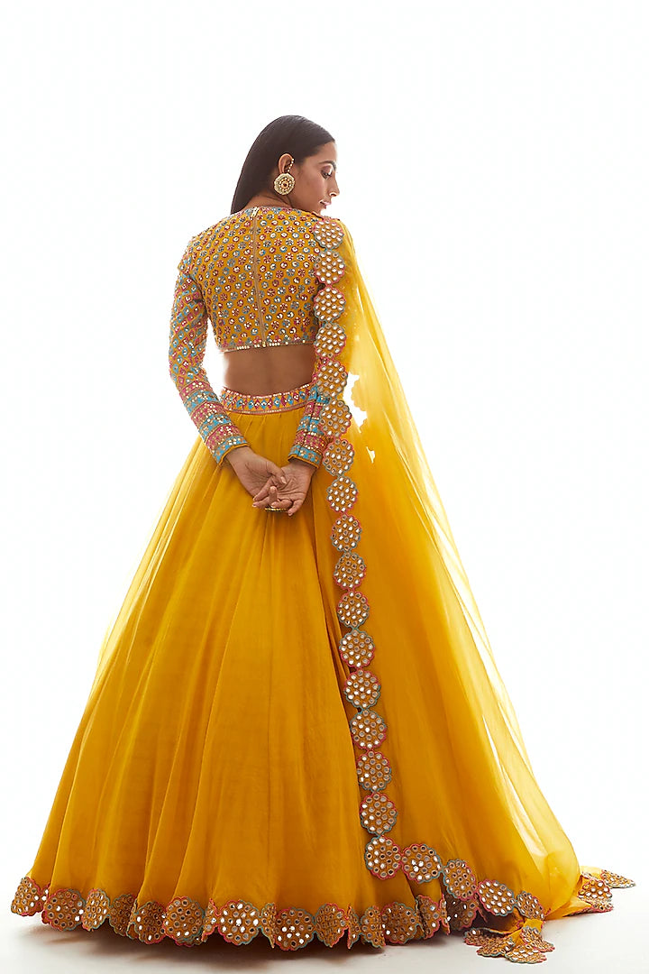 Mustard Lehenga Set - Indian Clothing in Denver, CO, Aurora, CO, Boulder, CO, Fort Collins, CO, Colorado Springs, CO, Parker, CO, Highlands Ranch, CO, Cherry Creek, CO, Centennial, CO, and Longmont, CO. Nationwide shipping USA - India Fashion X
