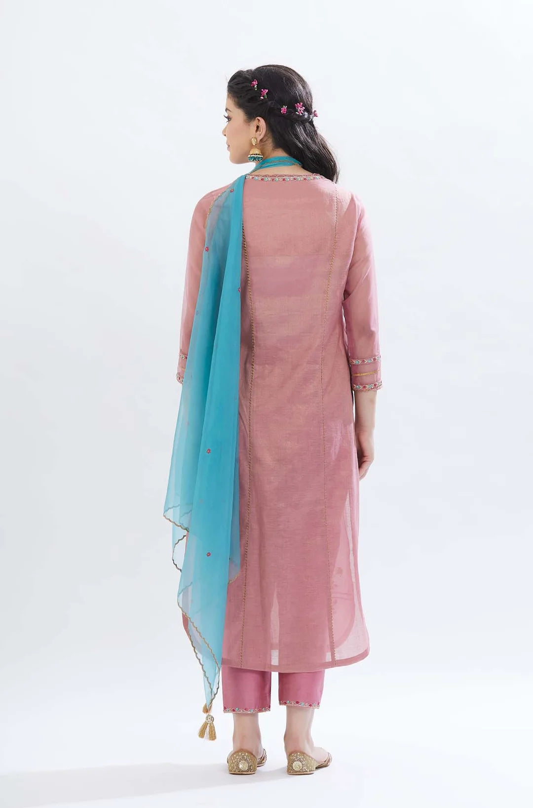 Old Rose Embroidered Kurta Set - Indian Clothing in Denver, CO, Aurora, CO, Boulder, CO, Fort Collins, CO, Colorado Springs, CO, Parker, CO, Highlands Ranch, CO, Cherry Creek, CO, Centennial, CO, and Longmont, CO. Nationwide shipping USA - India Fashion X