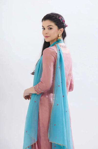 Old Rose Embroidered Kurta Set - Indian Clothing in Denver, CO, Aurora, CO, Boulder, CO, Fort Collins, CO, Colorado Springs, CO, Parker, CO, Highlands Ranch, CO, Cherry Creek, CO, Centennial, CO, and Longmont, CO. Nationwide shipping USA - India Fashion X
