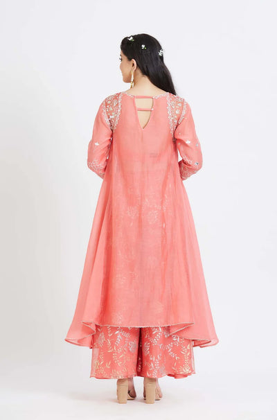Coral Embroidered Kurta Set - Indian Clothing in Denver, CO, Aurora, CO, Boulder, CO, Fort Collins, CO, Colorado Springs, CO, Parker, CO, Highlands Ranch, CO, Cherry Creek, CO, Centennial, CO, and Longmont, CO. Nationwide shipping USA - India Fashion X