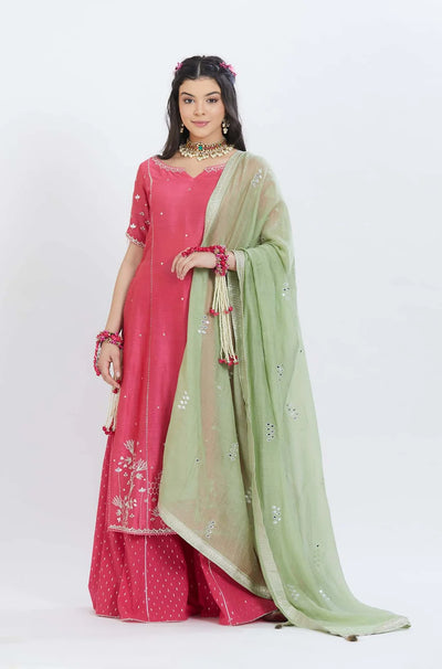 Fuchsia Kurta Sharara Set - Indian Clothing in Denver, CO, Aurora, CO, Boulder, CO, Fort Collins, CO, Colorado Springs, CO, Parker, CO, Highlands Ranch, CO, Cherry Creek, CO, Centennial, CO, and Longmont, CO. Nationwide shipping USA - India Fashion X