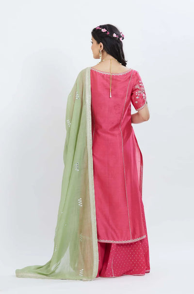 Fuchsia Kurta Sharara Set - Indian Clothing in Denver, CO, Aurora, CO, Boulder, CO, Fort Collins, CO, Colorado Springs, CO, Parker, CO, Highlands Ranch, CO, Cherry Creek, CO, Centennial, CO, and Longmont, CO. Nationwide shipping USA - India Fashion X