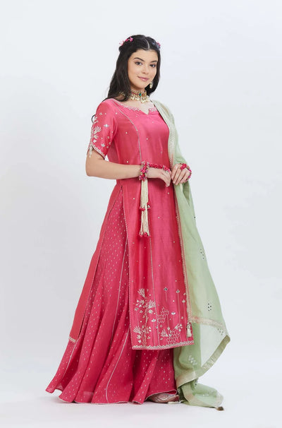 Fuchsia Kurta Sharara Set - Indian Clothing in Denver, CO, Aurora, CO, Boulder, CO, Fort Collins, CO, Colorado Springs, CO, Parker, CO, Highlands Ranch, CO, Cherry Creek, CO, Centennial, CO, and Longmont, CO. Nationwide shipping USA - India Fashion X