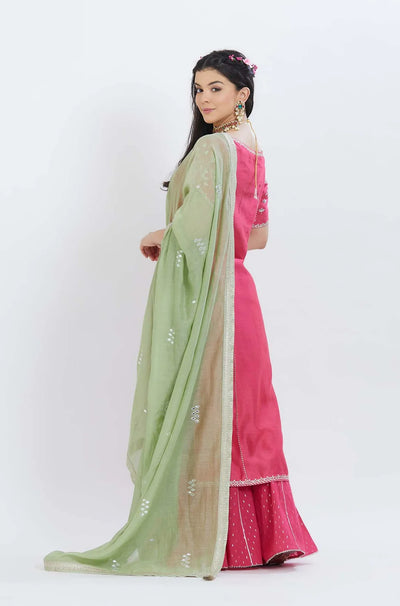 Fuchsia Kurta Sharara Set - Indian Clothing in Denver, CO, Aurora, CO, Boulder, CO, Fort Collins, CO, Colorado Springs, CO, Parker, CO, Highlands Ranch, CO, Cherry Creek, CO, Centennial, CO, and Longmont, CO. Nationwide shipping USA - India Fashion X