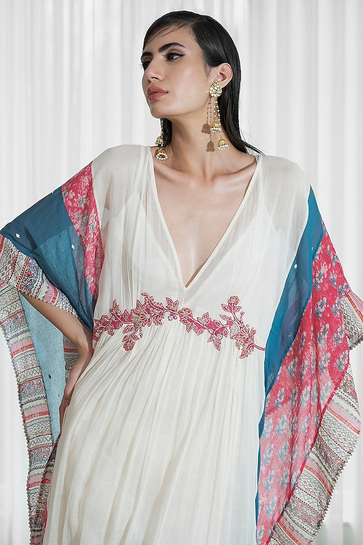 Ivory Printed Kaftan Set - Indian Clothing in Denver, CO, Aurora, CO, Boulder, CO, Fort Collins, CO, Colorado Springs, CO, Parker, CO, Highlands Ranch, CO, Cherry Creek, CO, Centennial, CO, and Longmont, CO. Nationwide shipping USA - India Fashion X